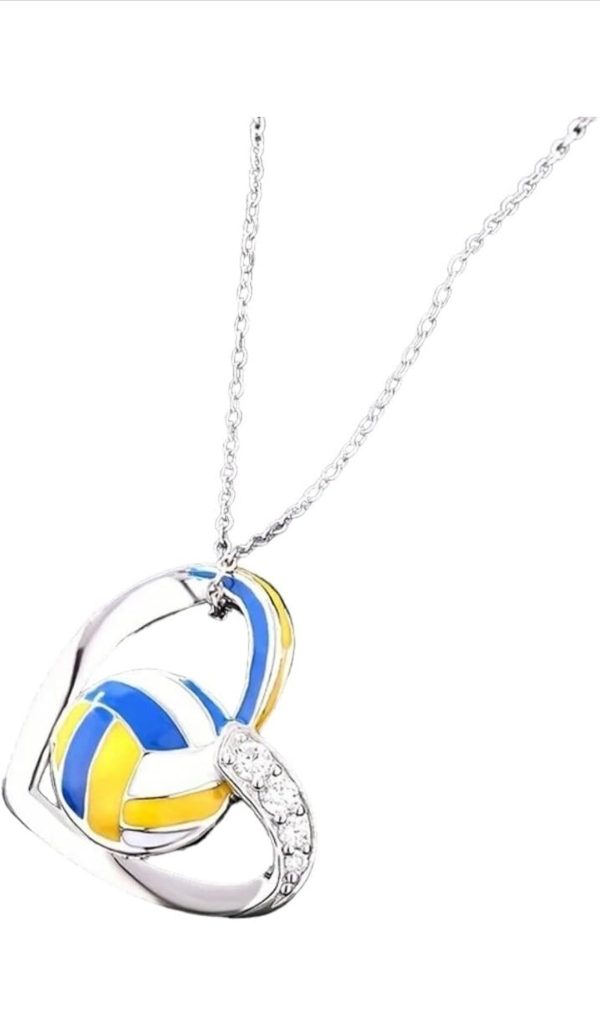 Silvery Volleyball Heart Pendant Necklace - Image 8